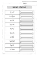 Vorschau - Arbeitsblätter - Grammatik- Nomen erkennen und abschreiben - Einführung 1. Klasse - Seite 1