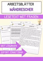 Vorschau - Arbeitsblätter - Mähdrescher Arbeitsblätter mit Fragen + Lösungen AB - Deckblatt