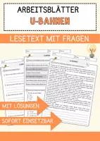 Vorschau - Arbeitsblätter - U-Bahnen Arbeitsblätter mit Fragen + Lösungen AB - Deckblatt