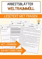 Vorschau - Arbeitsblätter - Weltraummüll Arbeitsblätter mit Fragen + Lösungen AB - Deckblatt
