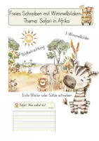 Vorschau - Arbeitsblätter - Wimmelbilder Safari - Freies Schreiben üben - Deckblatt