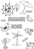 Vorschau - Anderer Materialtyp - Ausmalbild Sommer 2025 – Ferien-Malspaß für Kinder (PDF) - Seite 1