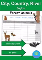 Vorschau - Arbeitsblätter - Forest animals - City, Country, River / Stadt, Land, Fluss - Englisch - Deckblatt