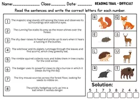 Vorschau - Mal- und Bastelvorlagen - Forest animals: Lesespur / Leserätsel Englisch - Seite 3
