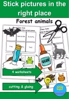 Vorschau - Unterrichtsreihen - Match words & stick on: Forest animals - Englisch (Schneiden und Kleben) - Deckblatt