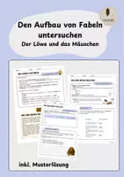 Vorschau - Arbeitsblätter - Den Aufbau von Fabeln untersuchen- Der Löwe und das Mäuschen (inkl. Musterlösung) - Deckblatt