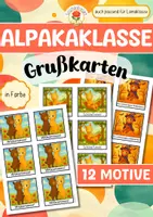 Vorschau - Mal- und Bastelvorlagen - Alpakaklasse / Lamaklasse - Grußkarten - Deckblatt