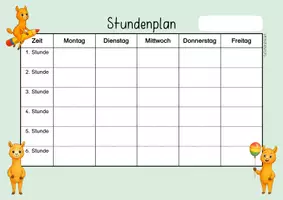 Vorschau - Arbeitsblätter - Alpakaklasse / Lamaklasse - Stundenplan - Seite 1