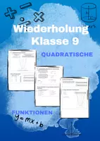 Vorschau - Arbeitsblätter - Wiederholung Klasse 9 - quadratische Funktionen - Deckblatt