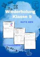 Vorschau - Arbeitsblätter - Wiederholung Klasse 9 - Satz des Pythagoras - Deckblatt