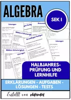 Vorschau - Arbeitsblätter - Mathe-Klausur: Halbjahresprüfung & Lernhilfe Algebra & Zahlen – SEK I - Deckblatt