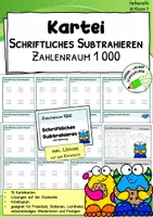Vorschau - Stationenlernen - Schriftliche Subtraktion im Zahlenraum 1000 – Kartei | Klasse 3 - Deckblatt