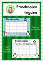 Vorschau - Anderer Materialtyp - Stundenplan (editierbar) Klassentier "Pinguin" - Pinguinklasse - Deckblatt