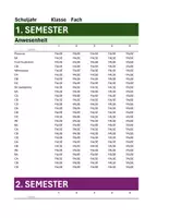 Vorschau - Anderer Materialtyp - Mini-Klassenbuch / anpassbare Notenliste in Excel - Seite 1