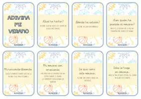 Vista previa - Tarjetas / Manipulativos - TARJETAS DE CONVERSACIÓN ADIVINA MI VERANO - página 1