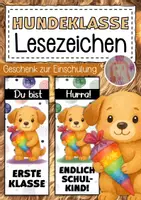 Vorschau - Mal- und Bastelvorlagen - Hundeklasse Lesezeichen als Geschenk zur Einschulung - Deckblatt
