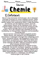 Vorschau - Unterrichtsreihen - Säuren – Informationen und Aufgaben - Deckblatt