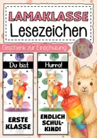 Vorschau - Mal- und Bastelvorlagen - Lamaklasse Lesezeichen als Geschenk zur Einschulung - Deckblatt