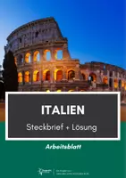 Vorschau - Arbeitsblätter - Italien Steckbrief mit Lösung - Deckblatt