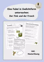 Vorschau - Arbeitsblätter - Eine Fabel in Gedichtform erschließen-Der Fink und der Frosch (inkl. Musterlösung) - Deckblatt