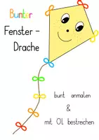 Vorschau - Mal- und Bastelvorlagen - Bunte Herbst-Drachen fürs Fenster basteln🪁 - Deckblatt