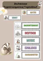 Vorschau - Präsentationen/Tafelbilder - Tagestransparenz | Tagesablauf mit süßem Klassentier Dachs –Dachsklasse - Deckblatt