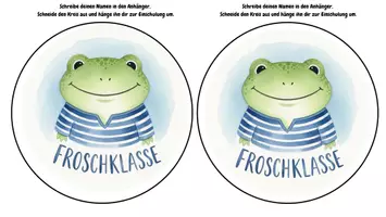 Vorschau - Mal- und Bastelvorlagen - Froschklasse | Anhänger | Türschild - Seite 1