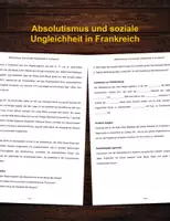 Vorschau - Arbeitsblätter - Arbeitsblatt - Absolutismus und soziale Ungleichheit in Frankreich - Geschichte 9/10. Klasse - Deckblatt