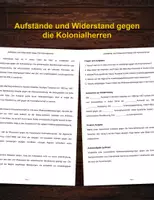Vorschau - Arbeitsblätter - Aufstände und Widerstand gegen die Kolonialherren - Deckblatt