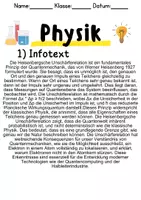 Vorschau - Unterrichtsreihen - Heisenbergsche Unschärferelation – Informationen und Aufgab - Seite 1