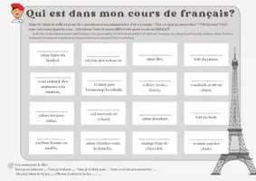 Vorschau - Spiele - Bingo - Qui est dans mon cours de francais - Deckblatt