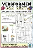 Vorschau - Arbeitsblätter - Verbformen "Was kann ich mit Obst und Gemüse tun?" DaZ / DaF / Deutsch - Deckblatt