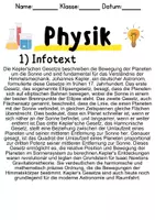 Vorschau - Unterrichtsreihen - Keplerische Gesetze – Informationen und Aufgaben - Seite 1