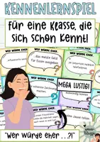 Vorschau - Spiele - MEGA lustiges Kennenlernspiel für höhere Klassen, die sich schon kennen! "WER WÜRDE EHER...?" Mit 108 Karten! - Deckblatt