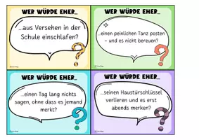 Vorschau - Spiele - MEGA lustiges Kennenlernspiel für höhere Klassen, die sich schon kennen! "WER WÜRDE EHER...?" Mit 108 Karten! - Seite 2