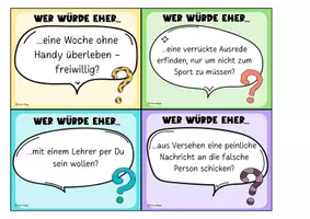 Vorschau - Spiele - MEGA lustiges Kennenlernspiel für höhere Klassen, die sich schon kennen! "WER WÜRDE EHER...?" Mit 108 Karten! - Seite 3