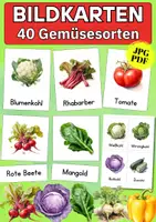 Vorschau - Bildkarten - 40 Gemüse Sprachlernkarten – Bildkarten & Wortkarten für Kindergarten & Vorschule - Deckblatt