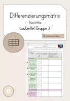 Vorschau - Stundenentwürfe - Differenzierungsmatrix Berichte - Laufzettel Gruppe 3 - Deckblatt