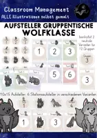 Vorschau - Stationenlernen - Gruppentisch-Aufsteller Wolf | Schilder Stationenarbeit Wolfklasse Wolfsklasse - Deckblatt