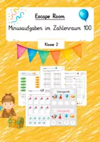 Vorschau - Arbeitsblätter - Escaperoom-Minusaufgaben-Klasse 2 - Deckblatt