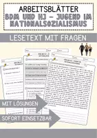 Vorschau - Arbeitsblätter - BDM und HJ – Jugend im Nationalsozialismus Arbeitsblätter mit Fragen + Lösungen Geschichte AB - Deckblatt