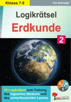 Vorschau - Arbeitsblätter - Logikrätsel Erdkunde Klasse 7-9 | 35 Logicals, Europa, Kontinente, Klimazonen, Bundesländer, Flüsse, Regenwald, Treibhauseffekt | drei Niveaustufen Lösungen - Deckblatt