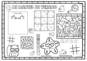 Vista previa - Manualidades / Dibujos para colorear - Manteles verano_multiactividades - página 2