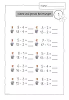 Vorschau - Arbeitsblätter - Kleine und grosse Rechnungen - ZR20 Subtraktion für die 1. Klasse - Analogieaufgaben - Seite 2