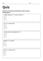 anteprima - Quiz - Verificare la soluzione sostituendo il valore trovato nell’equazione - Pagina 1