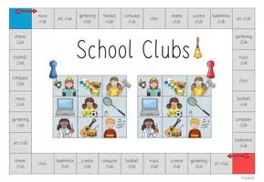 Vorschau - Spiele - Bingofeld - School Clubs (3./4. Klasse, Englisch) - Seite 1