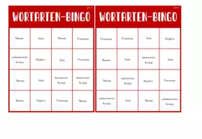 Vorschau - Spiele - Wortarten-Bingo (Nomen, Verben, Adjektive, Pronomen, bestimmter und unbestimmter Artikel) (Freiarbeit) - Seite 2