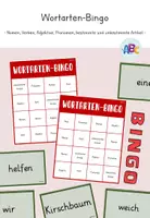 Vorschau - Spiele - Wortarten-Bingo (Nomen, Verben, Adjektive, Pronomen, bestimmter und unbestimmter Artikel) (Freiarbeit) - Deckblatt