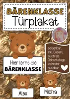 Vorschau - Poster - Bärenklasse Türplakat / Geburtstagskalender - Deckblatt