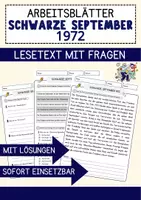 Vorschau - Arbeitsblätter - Schwarze September 1972 Arbeitsblätter mit Lösungen Geschichte - Deckblatt